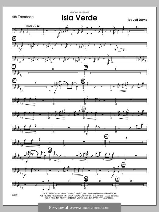 Isla Verde: Trombone 4 part by Jeff Jarvis