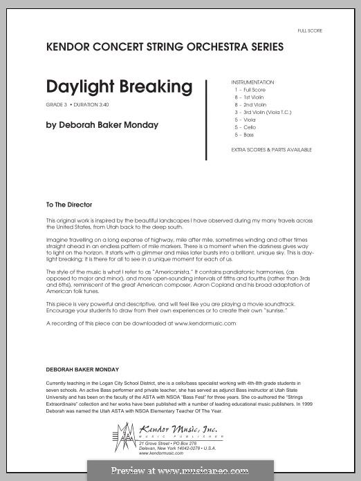 Daylight Breaking: Full Score by Deborah Baker Monday