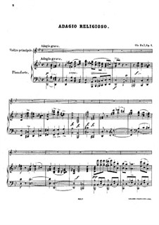 Adagio Religioso for Violin and Piano, Op.1: Score by Ole Bull