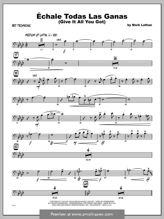 Echale Todas Las Ganas (Give It All You Got): 3rd Trombone part by Mark Lathan