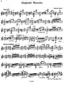 Elegiac Mazurka: For guitar by Heinrich Albert