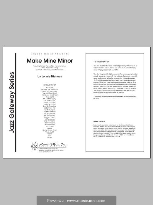 Make Mine Minor: Full Score by Lennie Niehaus