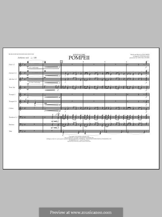 Pompeii (arr. Tom Wallace) by D.C. Smith sheet music on MusicaNeo