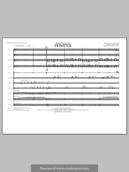 Pompeii (arr. Tom Wallace): Percussion Score by Daniel Campbell Smith