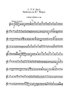 Symphony No.2 in E Flat Major, H 664 Wq 183:2: Horns parts by Carl Philipp Emanuel Bach