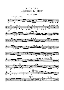 Symphony No.2 in E Flat Major, H 664 Wq 183:2: Violins parts by Carl Philipp Emanuel Bach
