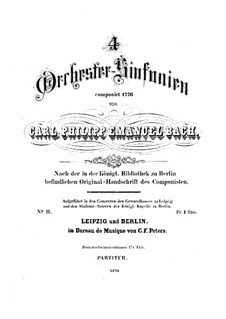 Symphony No.2 in E Flat Major, H 664 Wq 183:2: Full score by Carl Philipp Emanuel Bach
