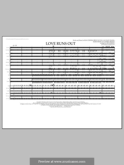 Love Runs Out (One Republic): Full Score by Andrew Brown, Brent Kutzle, Eddie Fisher, Ryan B Tedder, Zachary Filkins