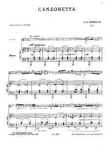 Canzonetta No.1, Op.6: Score by Alfredo D'Ambrosio