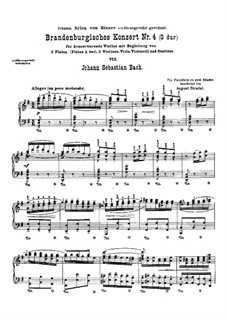 Brandenburg Concerto No.4 in G Major, BWV 1049: Arrangement for piano by Johann Sebastian Bach