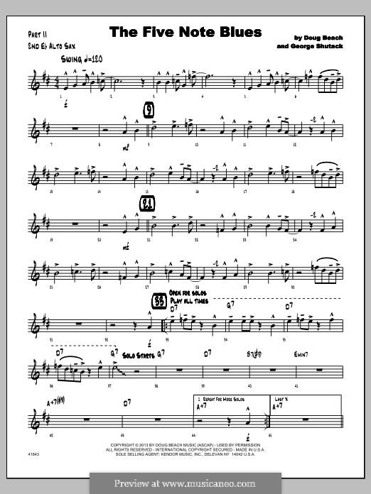 The Five Note Blues: 2nd Eb Alto Saxophone part by Doug Beach