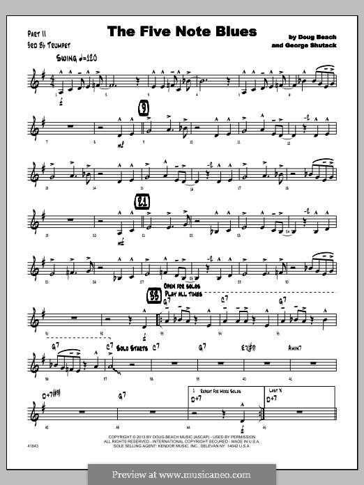 The Five Note Blues: 3rd Bb Trumpet part by Doug Beach