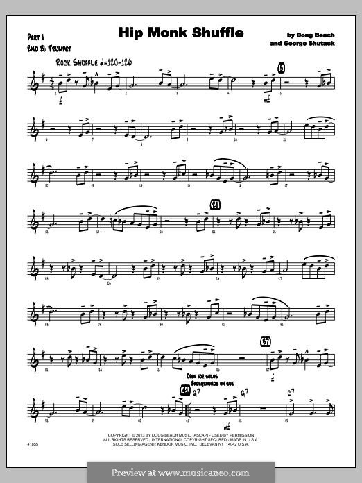 Hip Monk Shuffle: 2nd Bb Trumpet part by Doug Beach