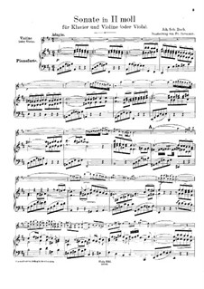 Sonata for Violin and Harpsichord No.1 in B Minor, BWV 1014: Arrangement for violin (or viola) and piano by Johann Sebastian Bach