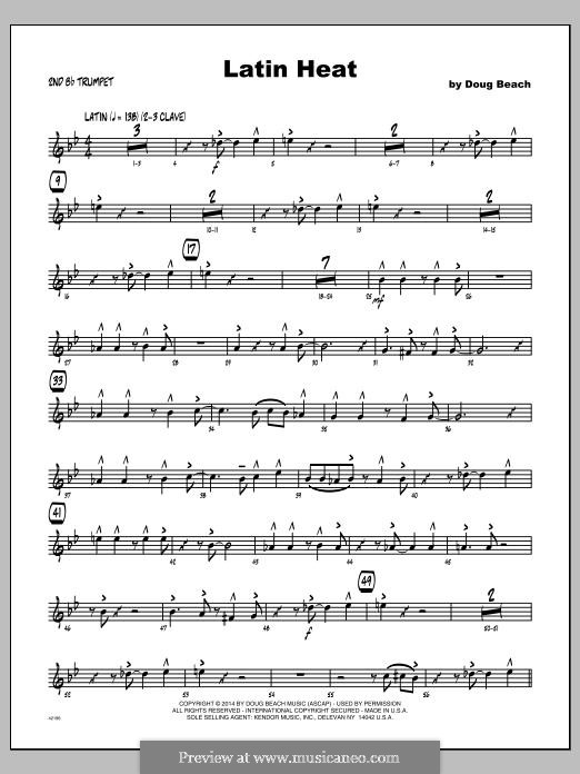Latin Heat: 2nd Bb Trumpet part by Doug Beach