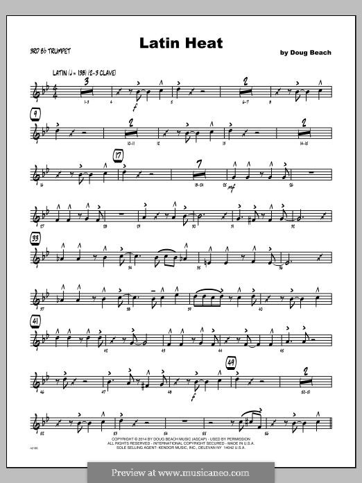 Latin Heat: 3rd Bb Trumpet part by Doug Beach