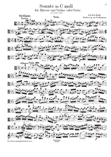 Sonata for Violin and Harpsichord No.4 in C Minor, BWV 1017: Arrangement for violin (or viola) and piano – viola part by Johann Sebastian Bach