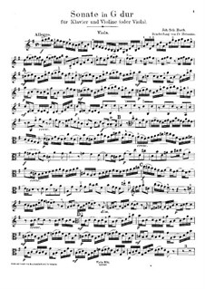 Sonata for Violin and Harpsichord No.6 in G Major, BWV 1019: Arrangement for violin (or viola) and piano – viola part by Johann Sebastian Bach