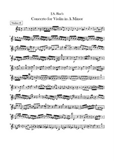 Concerto for Violin, Strings and Basso Continuo No.1 in A Minor, BWV 1041: Violin II part by Johann Sebastian Bach