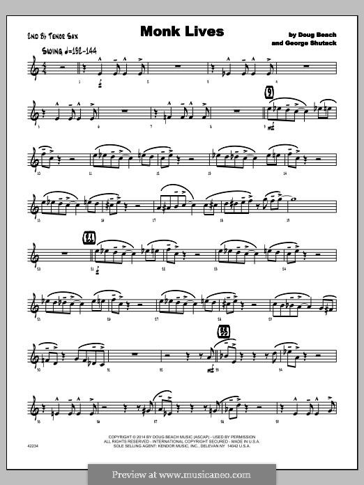 Monk Lives: 1st Bb Tenor Saxophone part by Doug Beach, George Shutack