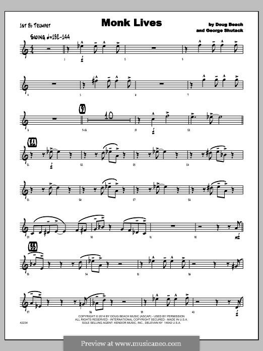 Monk Lives: 1st Bb Trumpet part by Doug Beach, George Shutack