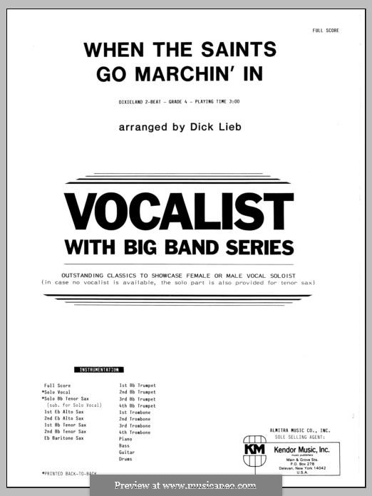 When the Saints Go Marching in (arr. Dick Lieb): Full Score by folklore