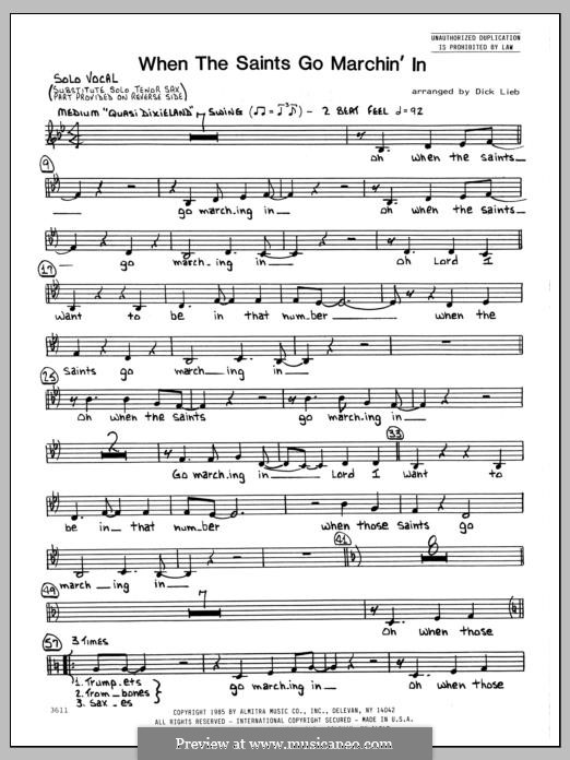 When the Saints Go Marching in (arr. Dick Lieb): Vocal part by folklore