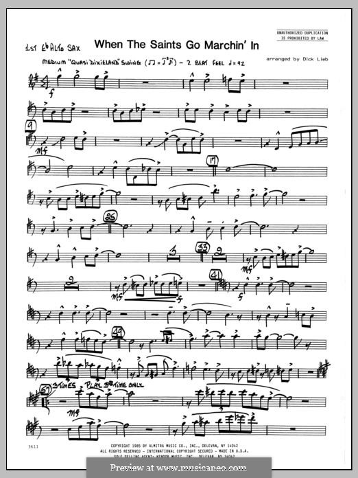 When the Saints Go Marching in (arr. Dick Lieb): Eb Alto Sax part by folklore
