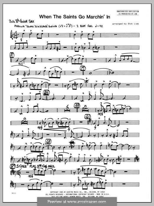 When the Saints Go Marching in (arr. Dick Lieb): 2nd Bb Tenor Saxophone part by folklore