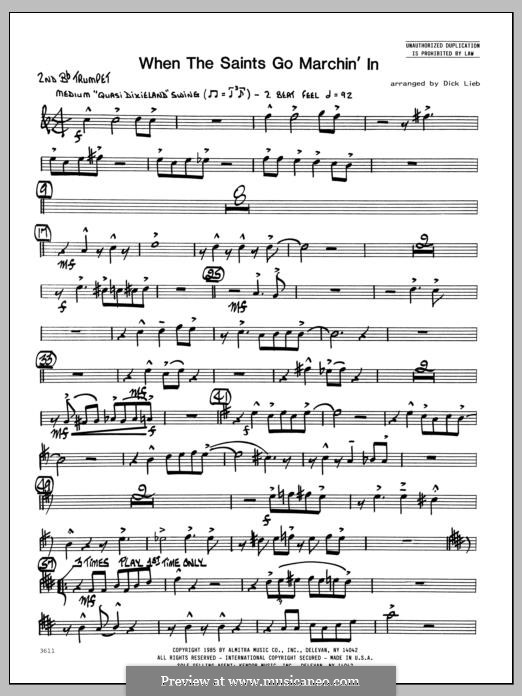 When the Saints Go Marching in (arr. Dick Lieb): 2nd Bb Trumpet part by folklore