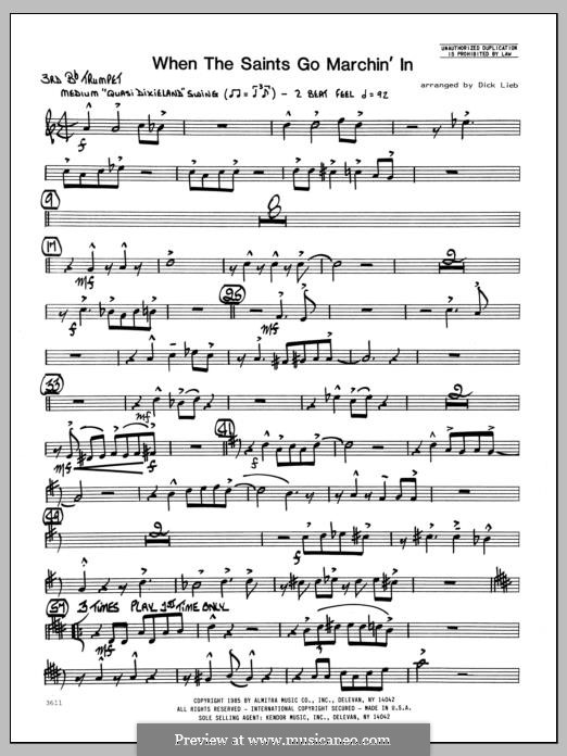 When the Saints Go Marching in (arr. Dick Lieb): 3rd Bb Trumpet part by folklore