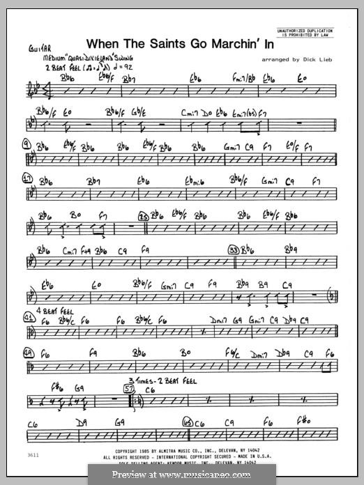 When the Saints Go Marching in (arr. Dick Lieb): Guitar part by folklore