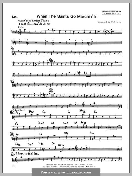 When the Saints Go Marching in (arr. Dick Lieb): Bass part by folklore