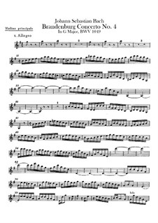 Brandenburg Concerto No.4 in G Major, BWV 1049: Violin solo part by Johann Sebastian Bach