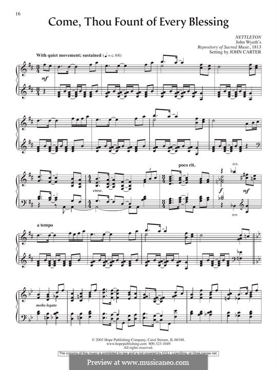 Come, Thou Fount of Every Blessing: For piano by John Wyeth