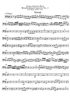 Brandenburg Concerto No.5 in D Major, BWV 1050: Cello part by Johann Sebastian Bach