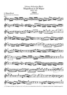 Magnificat in D Major, BWV 243: Oboes I, II parts by Johann Sebastian Bach