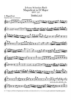Magnificat in D Major, BWV 243: Trumpets I-III parts by Johann Sebastian Bach