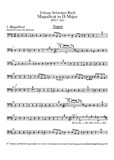 Magnificat in D Major, BWV 243: Timpani part by Johann Sebastian Bach