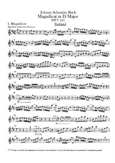 Magnificat in D Major, BWV 243: Violin I part by Johann Sebastian Bach