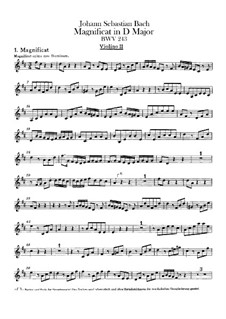 Magnificat in D Major, BWV 243: Violin II part by Johann Sebastian Bach