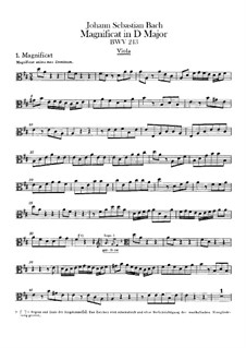 Magnificat in D Major, BWV 243: Viola part by Johann Sebastian Bach
