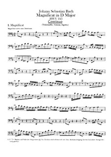 Magnificat in D Major, BWV 243: Basso continuo part by Johann Sebastian Bach