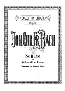 Sonata in D Major, BR BInc3: Score for cello and piano by Johann Christoph Friedrich Bach