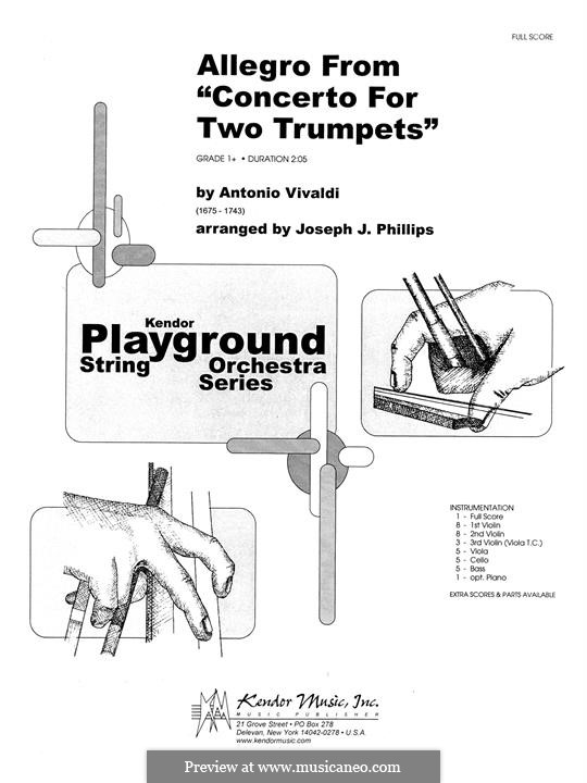 Concerto for Two Trumpets and Strings in C Major, RV 537: Full Score by Antonio Vivaldi