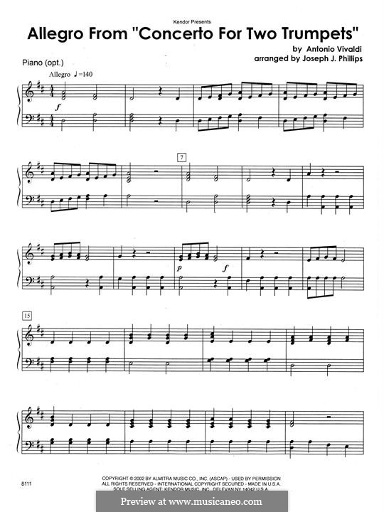 Concerto for Two Trumpets and Strings in C Major, RV 537: Piano Accompaniment by Antonio Vivaldi