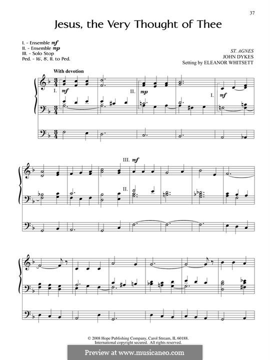 Jesus! The Very Thought of Thee: For organ by John Bacchus Dykes