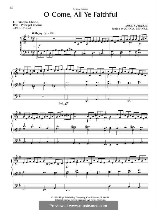 Instrumental version (Printable scores): For organ by John Francis Wade