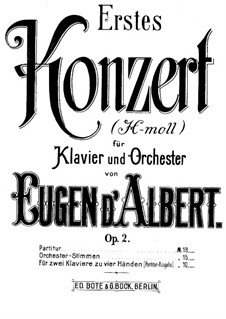 Piano Concerto No.1 in B Minor, Op.2: Piano score by Eugen d'Albert