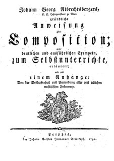 Gründliche Anweisung zur Composition: Kapitel 1-5 by Johann Georg Albrechtsberger